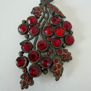 Vintage Little Nemo Ruby Red Red Rhinestone Statement Brooch